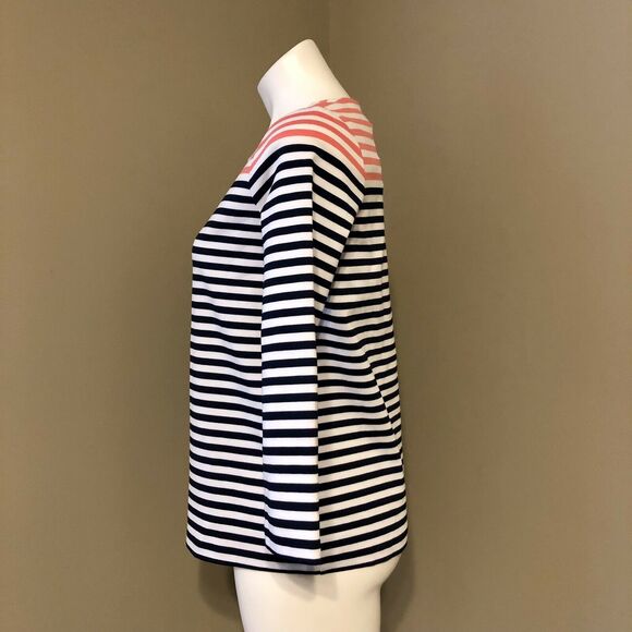Draper James Stripe Ponte Long Sleeve Tee Small Nassau Navy Women’s - Picture 3 of 11